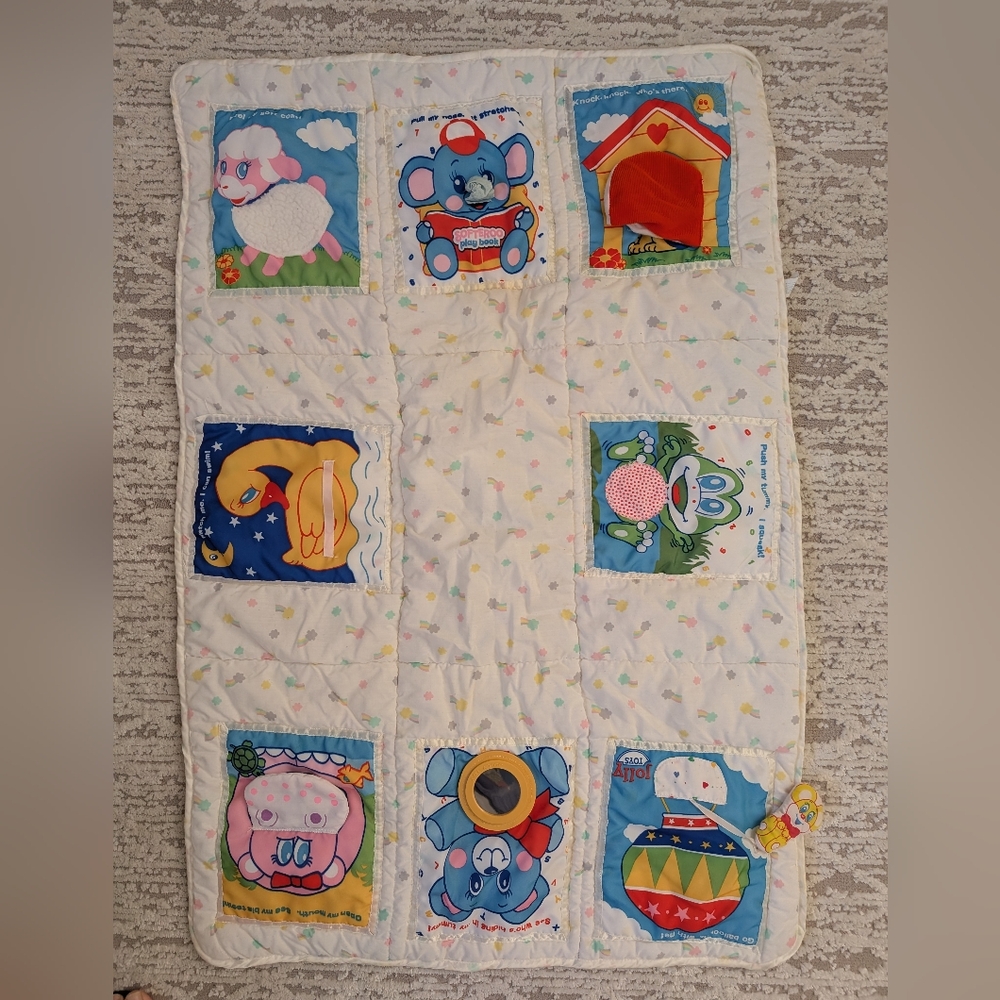 90's Baby Activity Play Mat Colorful Animals Rattle Movement Jolly Toys Vintage